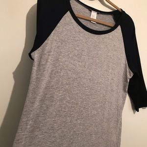 NWOT dark navy& gray raglan top